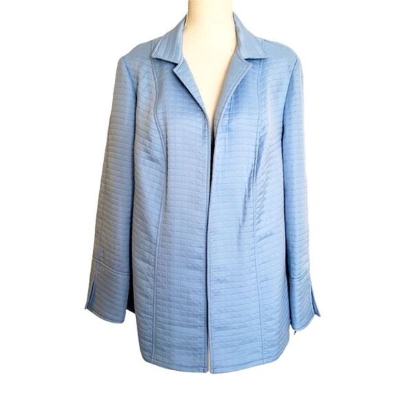 Harvè benard Lt. Blue Quilted Open Jacket Size 16W NWT - Picture 1 of 15